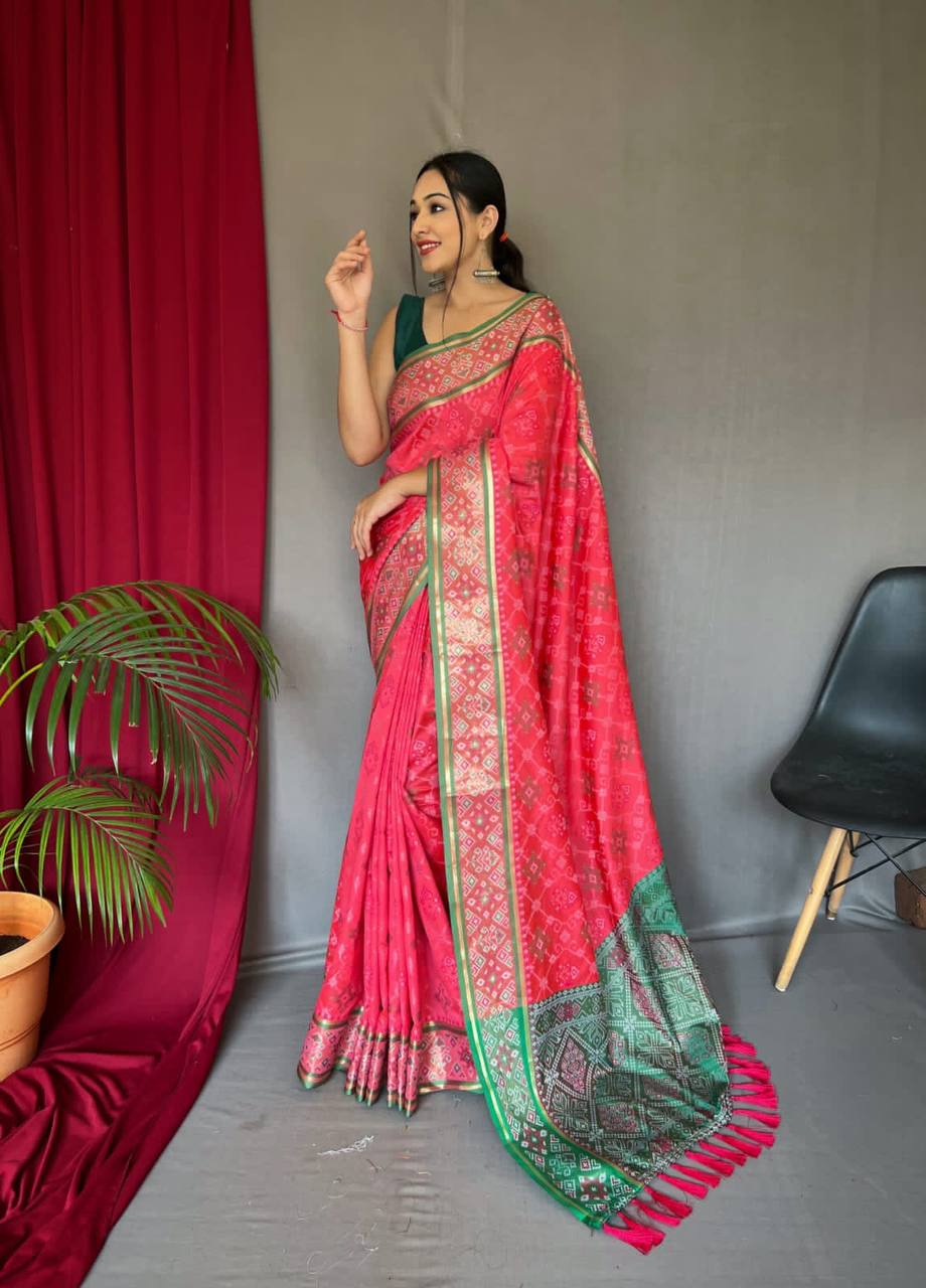 Red Soft Rangeen Patola Silk Saree