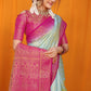 Pink Pure Soft Silk Saree With Hand dying And Zari Weaving Work