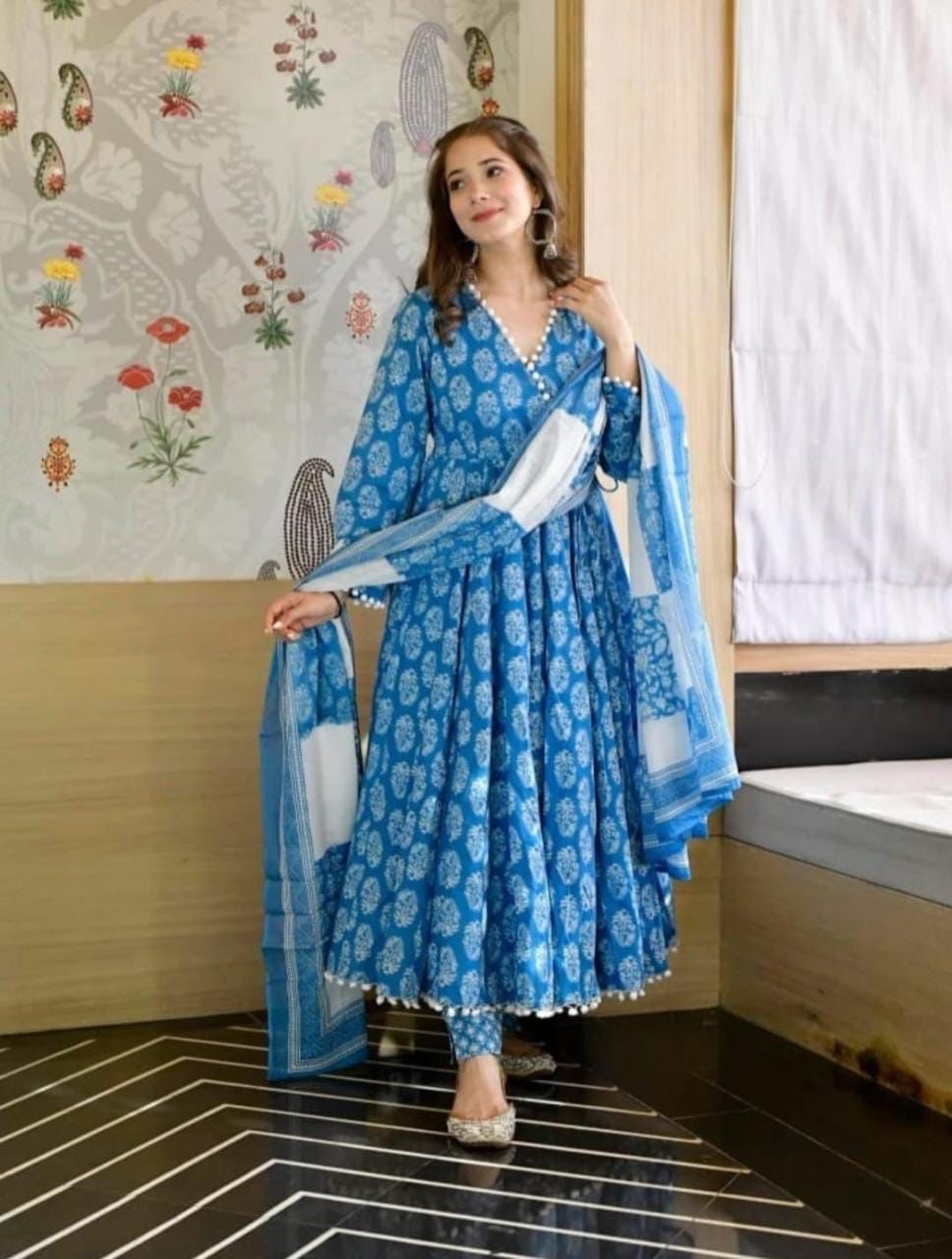 Beautiful Women's Floral Print Anarkali Gown
