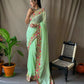 Green Pure Gorgate Saree With Sequence Work
