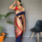 Navy Blue Pure Polka Paithani Silk Saree