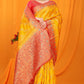 Yellow Balatan Pure Silk Saree With Rich Pallu