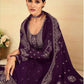 Faux Georgette Purple Top with Plazo And Dupatta