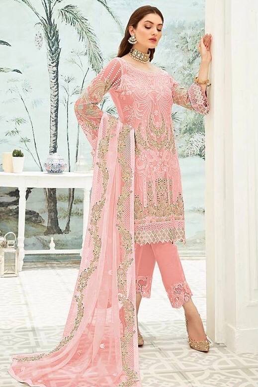 Embroidery Semi Stiched Faux Georgette Dress