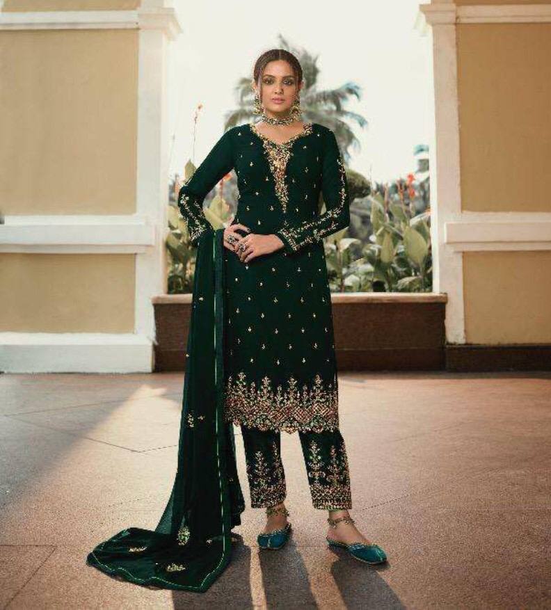 Embroidery Work Faux Georgette Dress