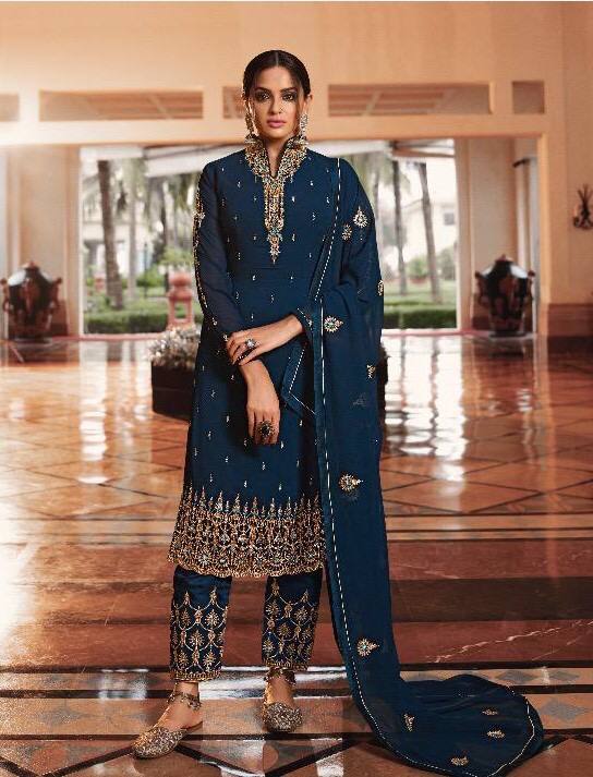 Embroidery Work Faux Georgette Dress