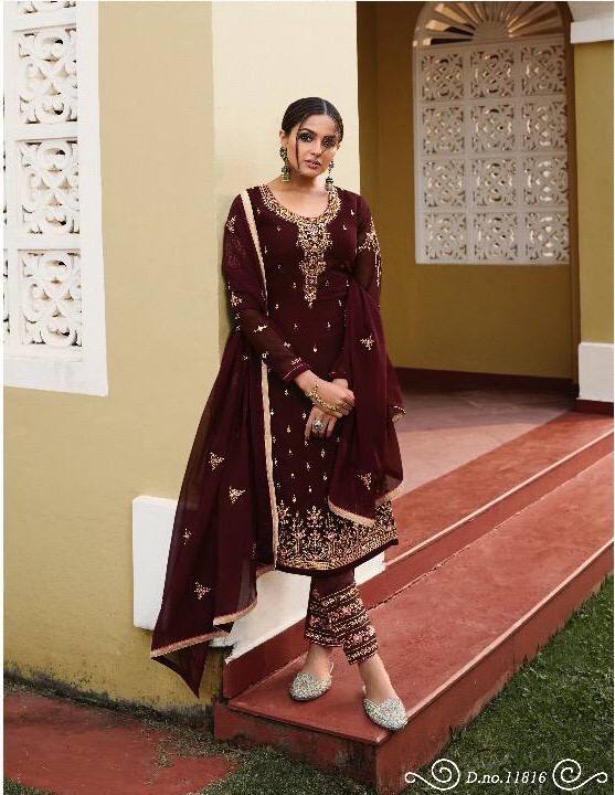 Embroidery Work Faux Georgette Dress