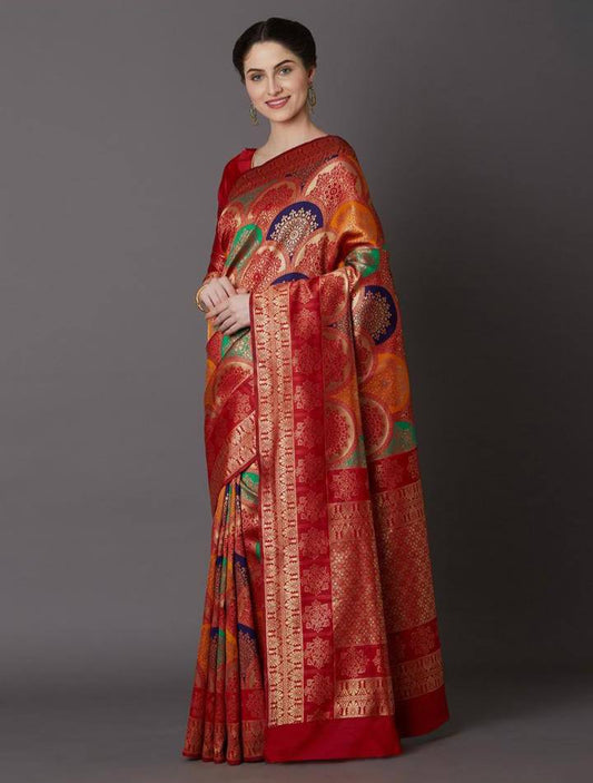 Soft litchi silk Waving work all over Saree