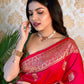 Pure Silk With Pure Zari Weaving Dark Rani Saree