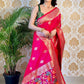 Pure Silk With Pure Zari Weaving Dark Rani Saree