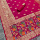 Pure Silk With Pure Zari Weaving Dark Rani Saree