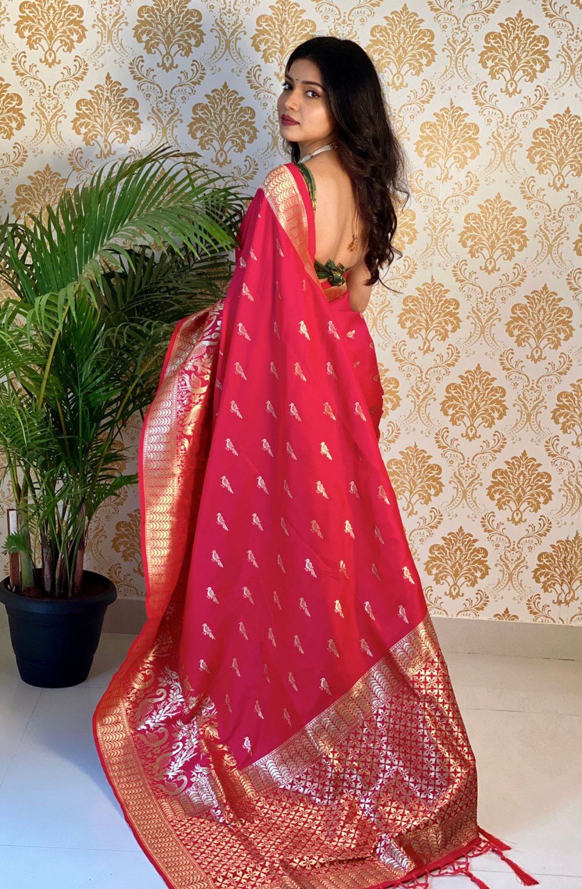 Maroon  Pure Silk With Pure Zari Weaving Dark  Saree