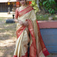 Cream Slab Weaving Soft Royal Saree