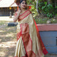 Cream Slab Weaving Soft Royal Saree
