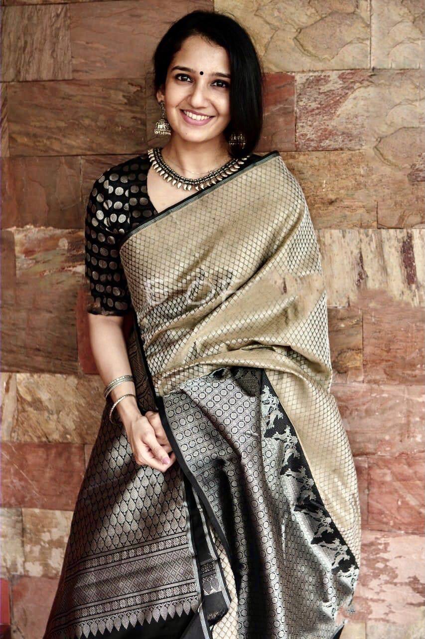 BlackSoft Lichi Silk saree