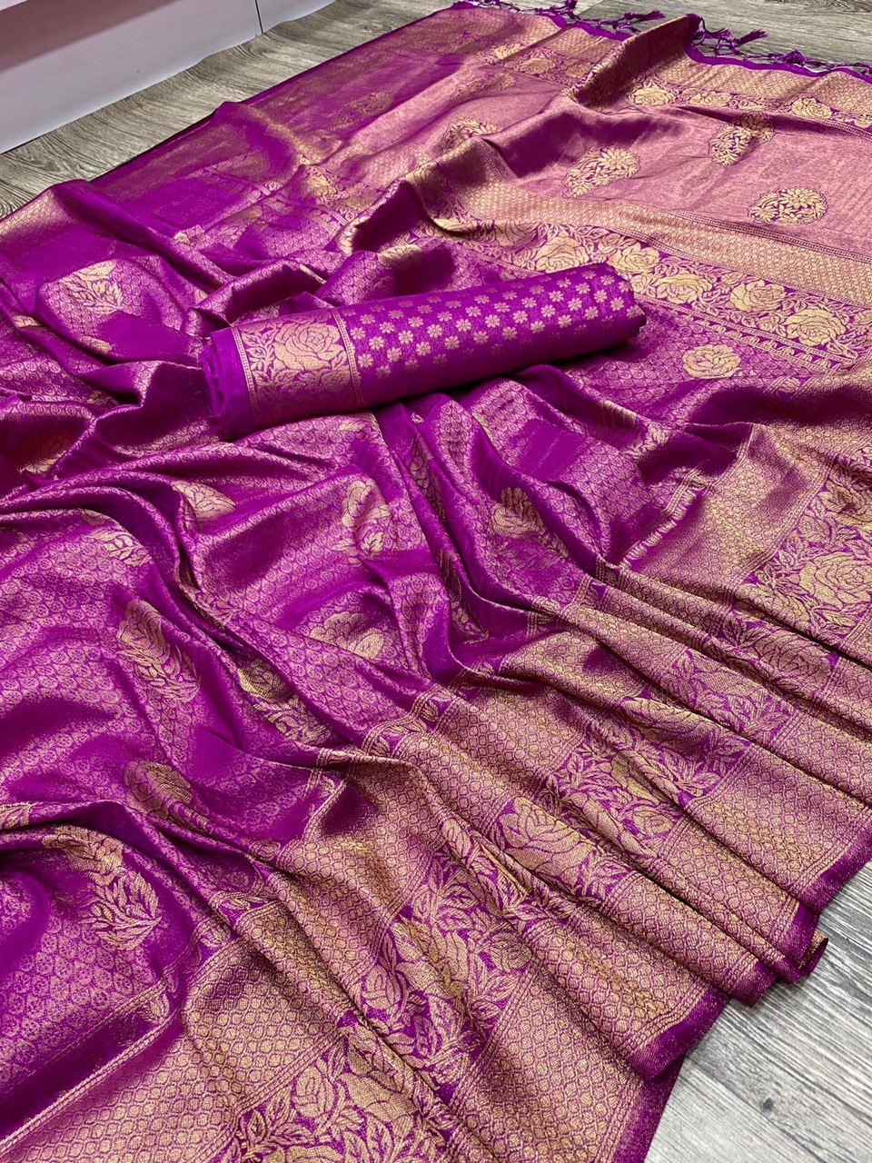 Purple Pure Silk With Pure Zari Weaving Special Saree