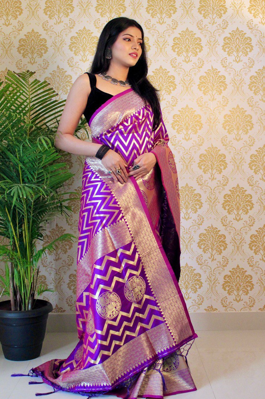 Purple Slab Weaving Soft Royal Saree