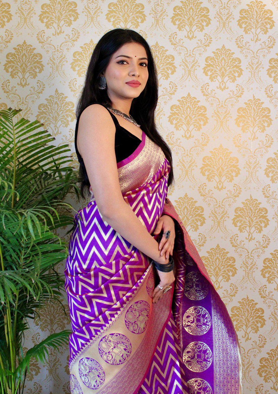 Purple Slab Weaving Soft Royal Saree