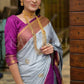 Grey Slab Weaving Soft Royal Saree