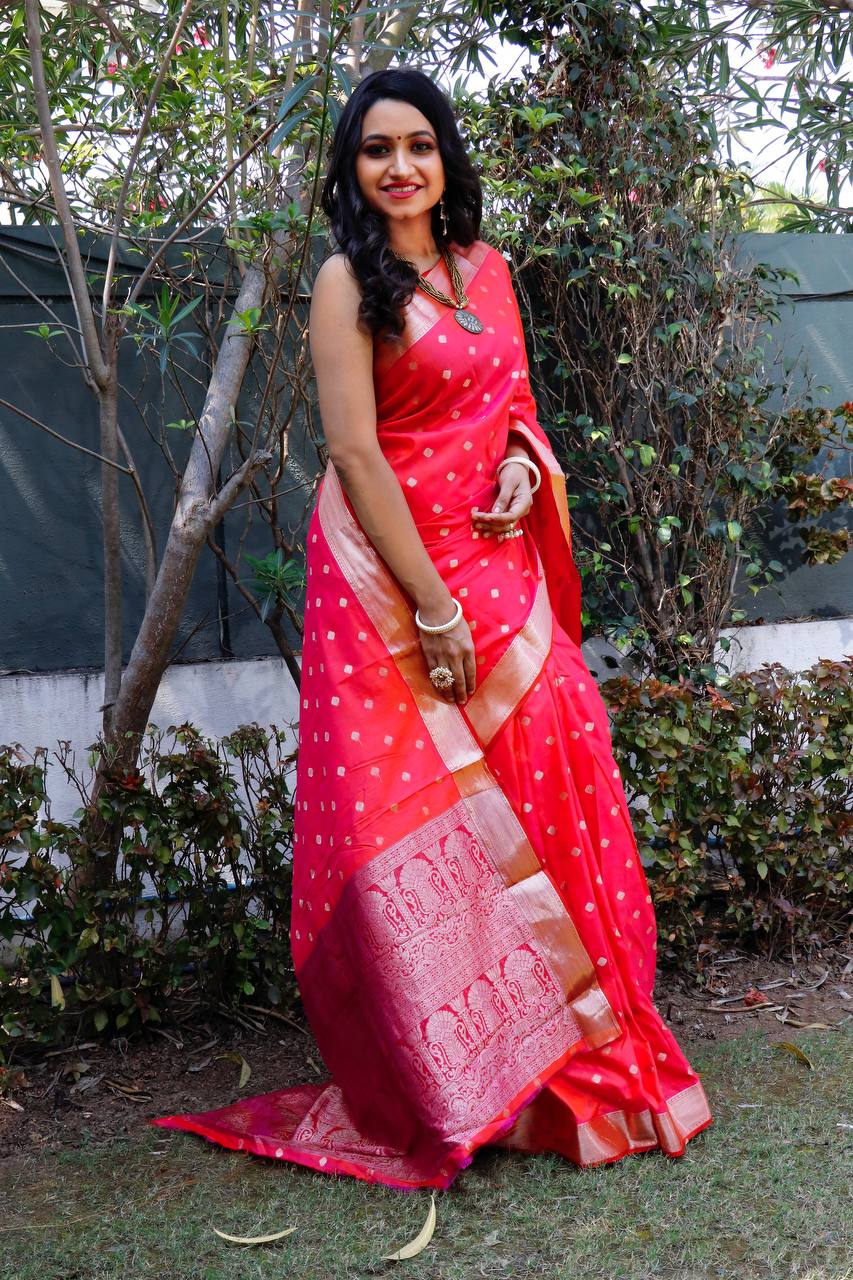 Pink Beautiful Rich Pallu Saree With Dolly Butti