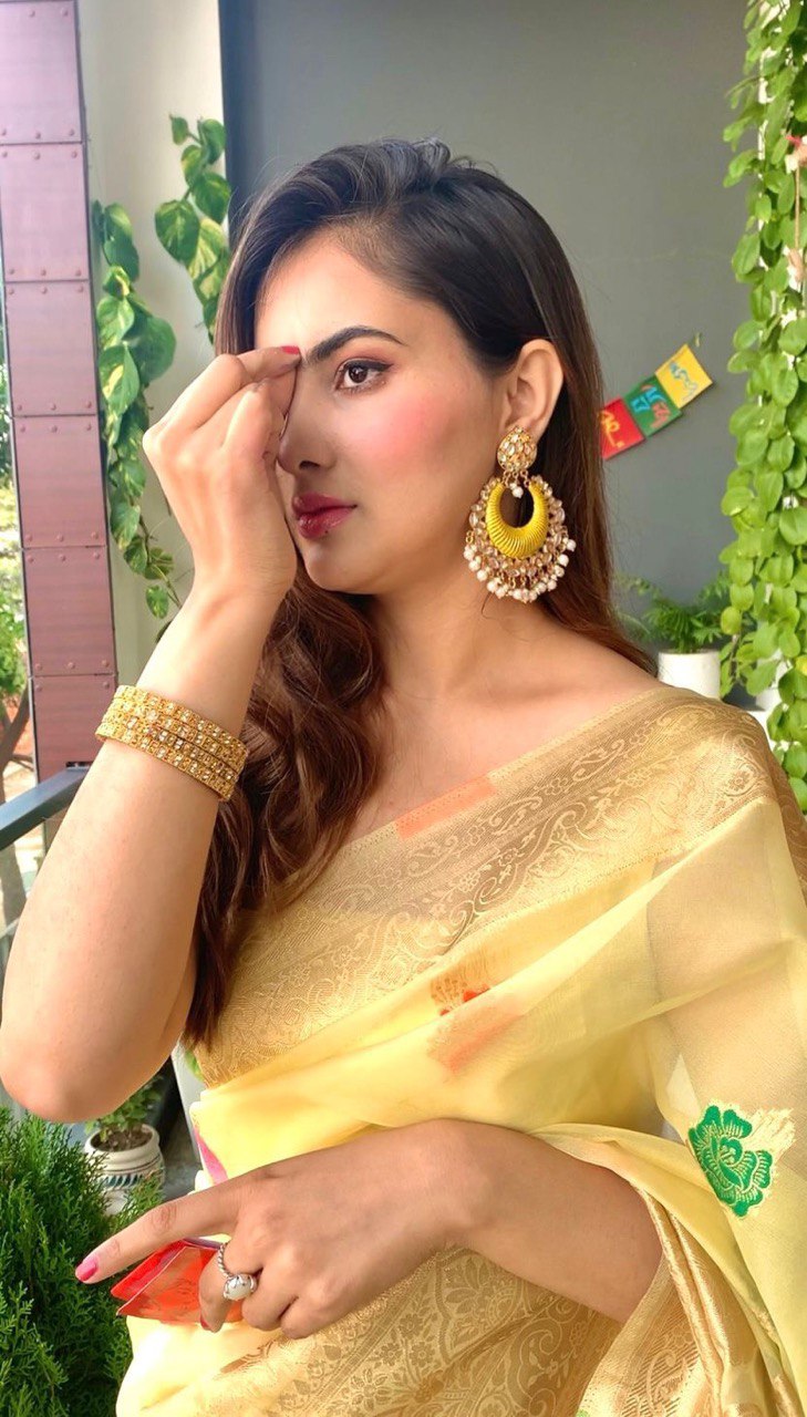 Yellow Pure Soft Organza With Mina Butta Saree