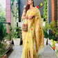 Yellow Pure Soft Organza With Mina Butta Saree