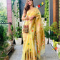 Yellow Pure Soft Organza With Mina Butta Saree