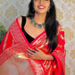 Red Leriya Pure Zari Weaving saree