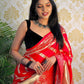 Red Leriya Pure Zari Weaving saree