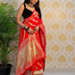 Red Leriya Pure Zari Weaving saree