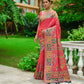 Red Soft Kashmiri Pashmina Silk Weaving Saree