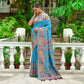Sky Blue Soft Kashmiri Pashmina Silk Weaving Saree