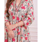 Flower Printed Kurta Set With Machine Embroidery