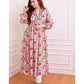 Flower Printed Kurta Set With Machine Embroidery