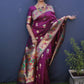 Wine Paithani Pure Silk Handloom Saree
