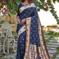 Blue Banarasi Soft Silk Paithani Saree With Zari Border