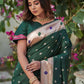 Green Banarasi Soft Silk Paithani Saree With Zari Border