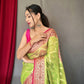 Green Pure Organza Weaved Saree With Jacquard Border