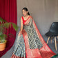 Grey Pure Organza Weaved Saree With Jacquard Border