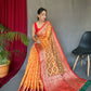 Orange Pure Organza Weaved Saree With Jacquard Border