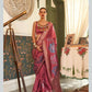 Wine Handloom Weaving Silk Saree