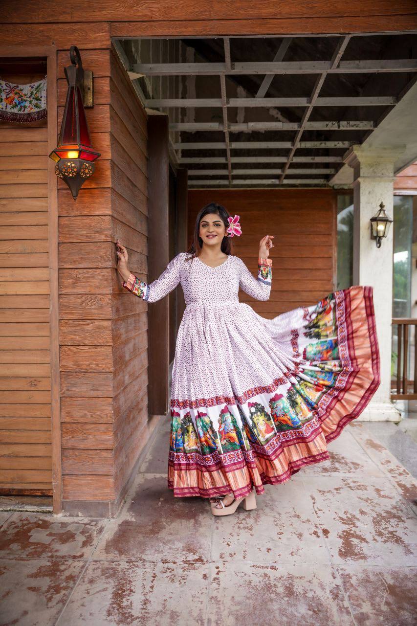 Beautiful Designer Gown On Heavy  Modal Silk Fabric With  Digital Print