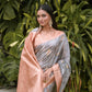 Grey Soft Banarasi Silk Saree With All Over Zari Weaving Pattern