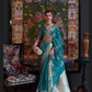 Sky Blue Two Tone Handloom Weaving Organza Saree