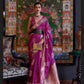 Wine Two Tone Handloom Weaving Organza Saree