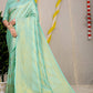 Teal Pure Kanchipuram Silk Sarees In Pure Gold Zari