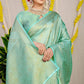 Teal Pure Kanchipuram Silk Sarees In Pure Gold Zari