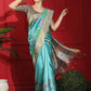 Sky Blue Tussar Print Soft Saree with all Over Beautiful Print