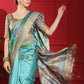 Sky Blue Tussar Print Soft Saree with all Over Beautiful Print