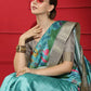 Sky Blue Tussar Print Soft Saree with all Over Beautiful Print